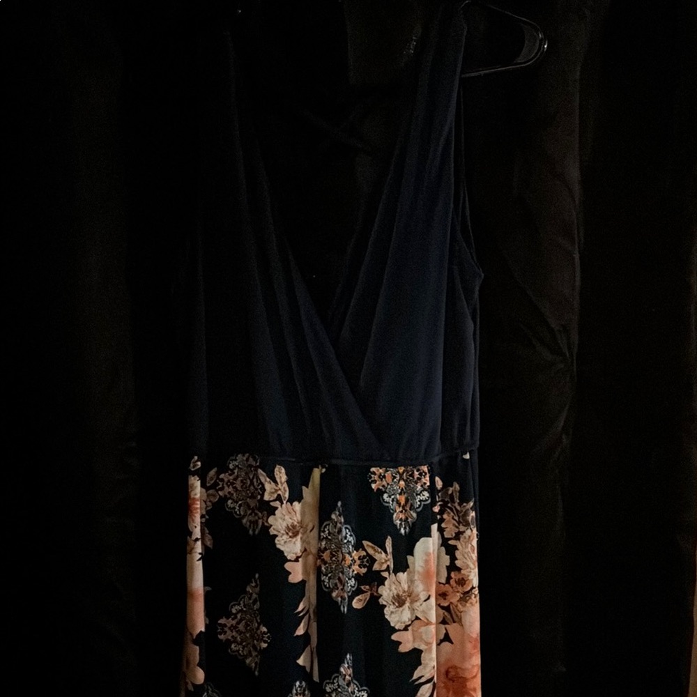Floral Maxi Dress with Navy Top